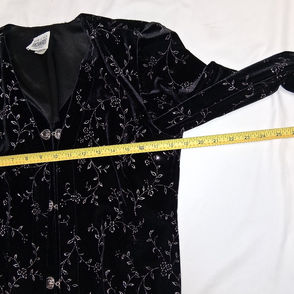 R&M Richards VINTAGE Midnight Velvet Embroidered Jacket 8P With Shoulder Pads - Picture 15 of 15